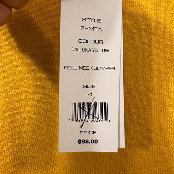 Women's French Connection Mustard Yellow Roll Neck Jumper/Sweater. Size M. NWT. - Picture 7 of 8